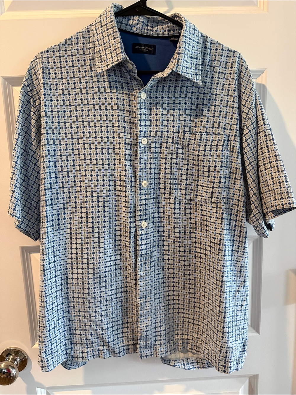 LINEA ROSSO SIGNATURE L LARGE Men's Short-Sleeve light Blue Button-Up Shirt silk